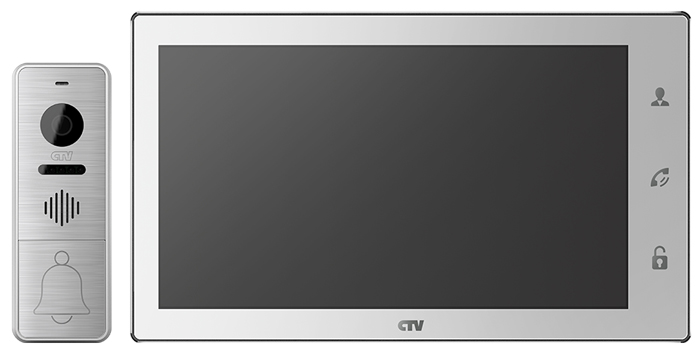 CTV-DP4102FHD W (White/Silver) Комплект цветного видеодомофона: панель CTV-D4000FHD S, монитор CTV-M4102FHD W